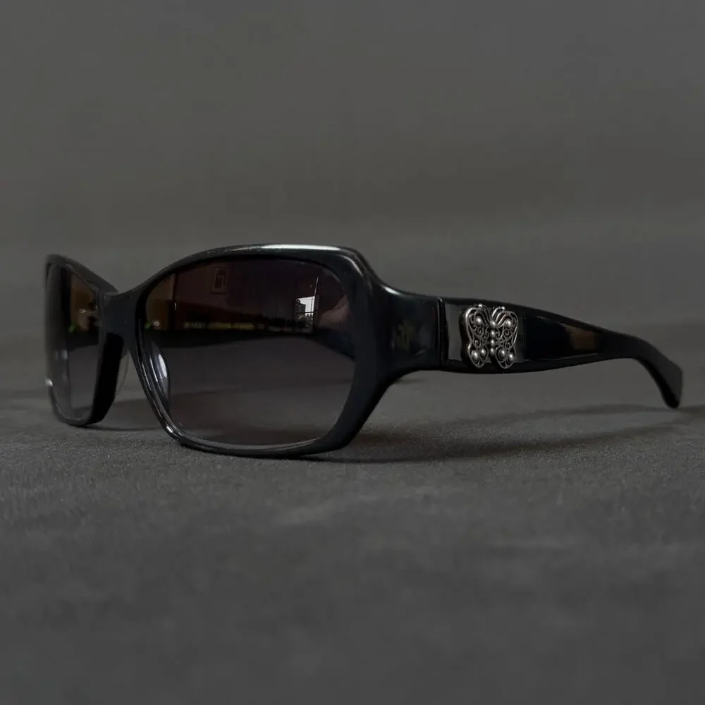 Kieselstein-Cord Butter Face 8K Black Acetate Blue Lens Sunglasses Japan RARE